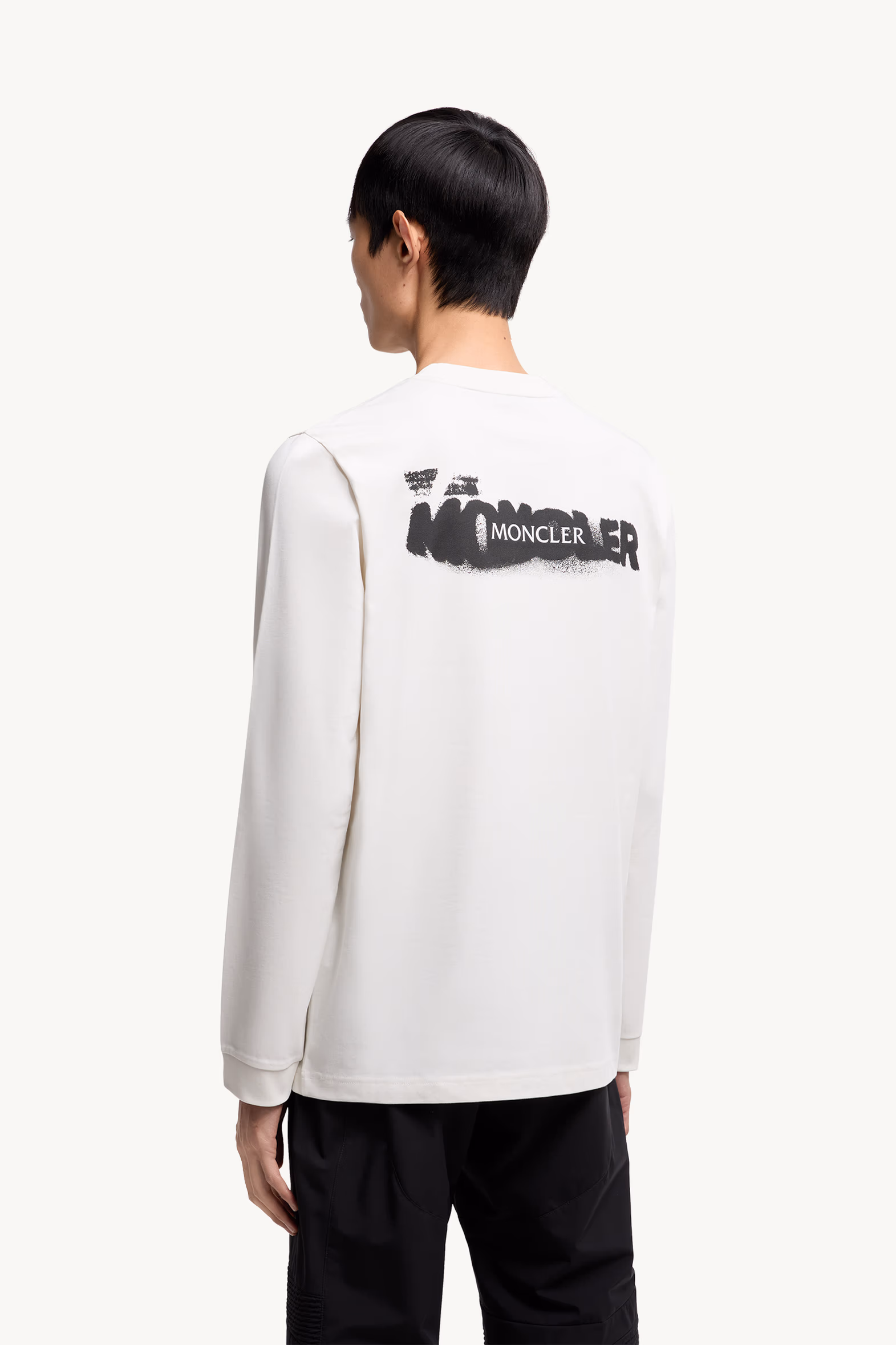 Graphic Logo Long Sleeve Cotton T-Shirt Men White Moncler 5